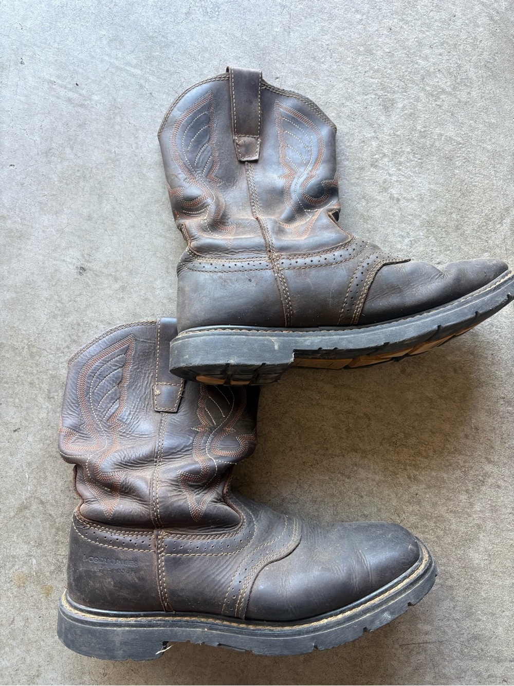 Justin Men's Brown Leather cowboy westernWork Boots 12